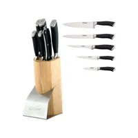 bloc de couteaux de cuisine 7 pièces, bloc en bois, lames en acier inoxydable, maestro, mr-1421, , argent