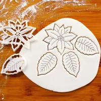 poinsettia flower & leaf cookie cutters - christmas party winter red xmas floral display festive celebration